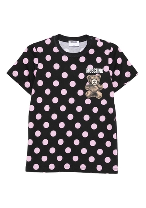 Moschino polka-dot teddy-print T-shirt - Black