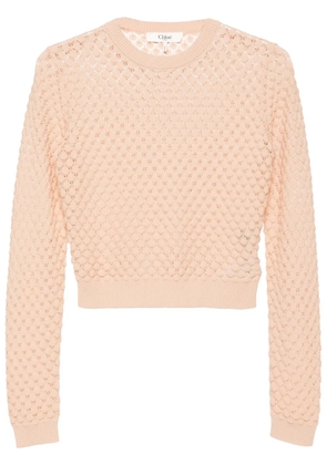 Chloé cropped pointelle-knit jumper - Neutrals