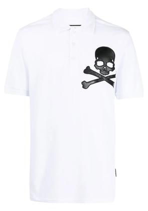 Philipp Plein Skull-patch cotton polo shirt - White