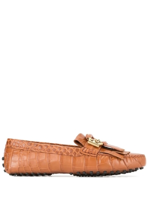 Tod's crocodile effect Double-T loafers - Brown