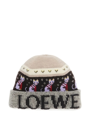 LOEWE cat-motif logo beanie - Neutrals