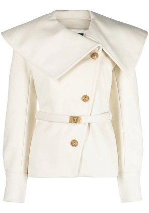 Balmain belted wool jacket - White