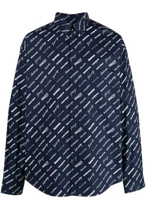 Balenciaga logo-print cotton shirt - Blue