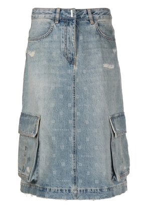 Givenchy monogram-print denim cargo skirt - Blue