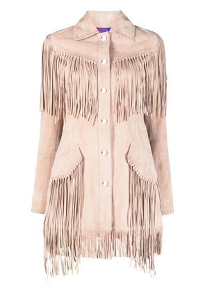 Philipp Plein oversized fringed suede shirt jacket - Neutrals