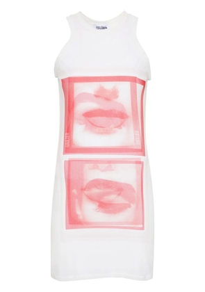 Jean Paul Gaultier face-print mesh mini dress - White