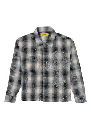 GUAPI crystal-embellished plaid flannel - Black