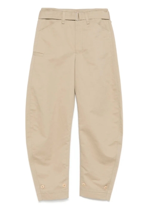 LEMAIRE belted tapered trousers - Neutrals