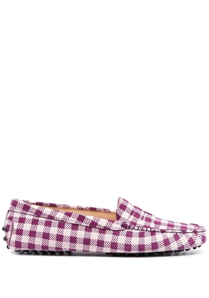Tod's gingham-print loafers - Purple