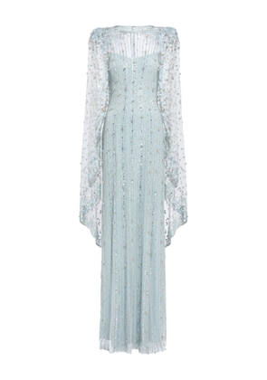 Jenny Packham Blaize sequin-embellished cape maxi dress - Blue