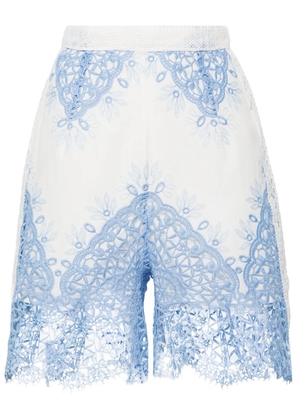 Evarae Layla lace-embroidered shorts - White
