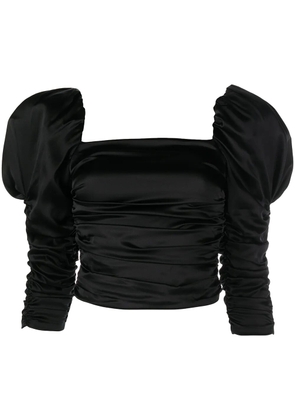 alice + olivia Katrice ruched puff-sleeve top - Black