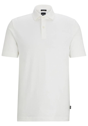 BOSS cotton-linen mélange polo shirt - White