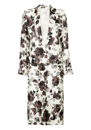 Alberto Biani floral-print silk coat - Neutrals