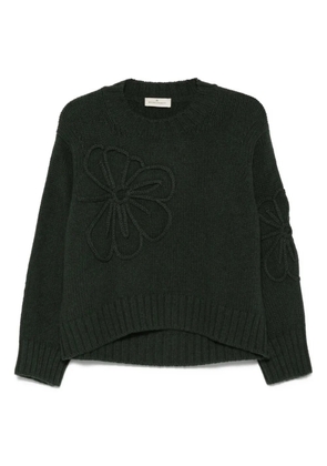 Bruno Manetti flower-embellished wool sweater - Green