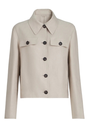 Brunello Cucinelli long-sleeve pocket linen jacket - Neutrals