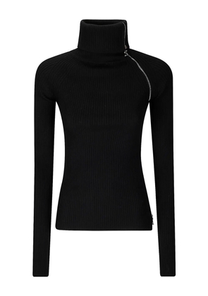 Sportmax ribbed-knit zip-detail sweater - Black