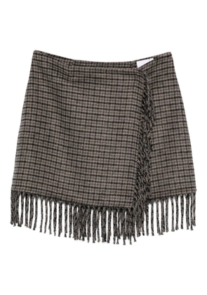 P.A.R.O.S.H. checked fringe skirt - Grey
