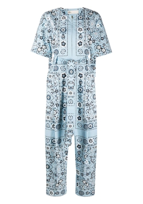 Tory Burch Pisces Dream-print cotton jumpsuit - Blue