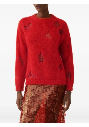Fabiana Filippi distressed crew-neck sweater - Red