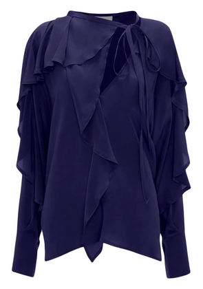 Victoria Beckham tie-detail ruffled silk blouse - Blue