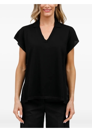 Gran Sasso V-neck short-sleeve knit top - Black
