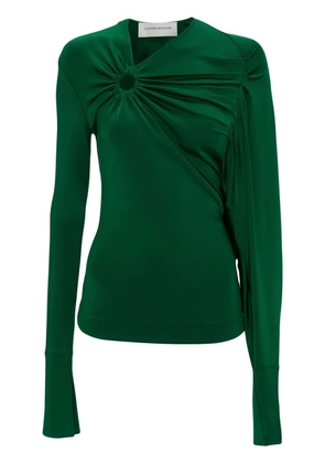 Victoria Beckham long-sleeve gathered-detail top - Green