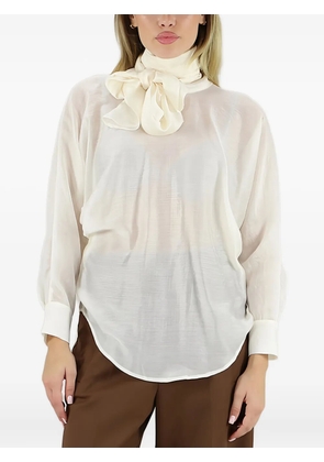 Merci pussy-bow long-sleeve top - Neutrals
