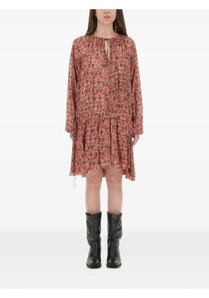 MARANT ÉTOILE tie-neck patterned mini dress - Red