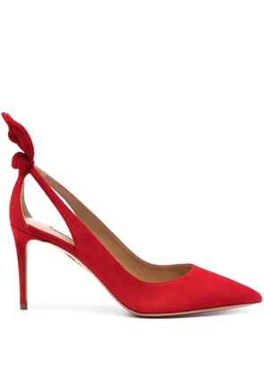Aquazzura Bow Tie 85mm suede pumps - Red