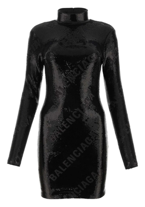 Balenciaga all-over logo sequin mini dress - Black