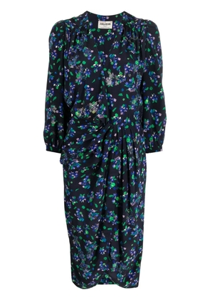 Zadig&Voltaire draped floral-print midi dress - Blue