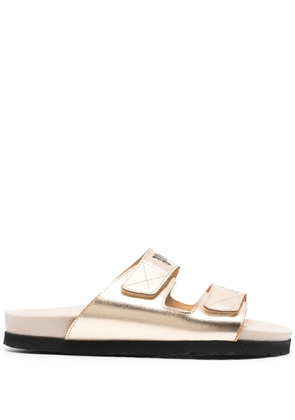 Palm Angels logo-print leather slides - Gold