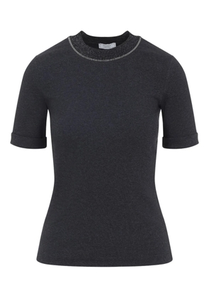Peserico glitter-trimmed short-sleeve T-shirt - Grey