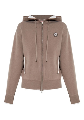 Kenzo flower-logo zip-up hoodie - Neutrals