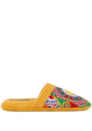 Dolce & Gabbana abstract-print terry Slippers - Yellow