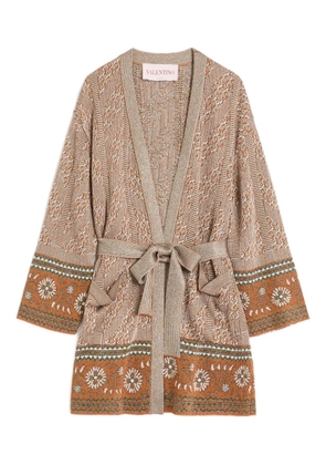 Valentino Garavani jacquard-pattern lurex cardigan - Neutrals