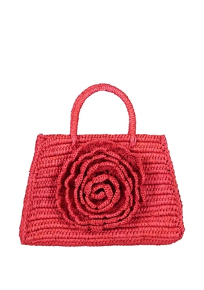 AMOR Y MEZCAL rose-appliqué handle tote bag - Red