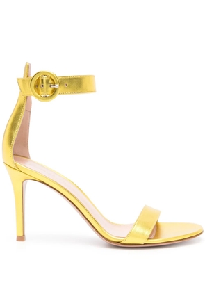 Gianvito Rossi Portofino 85mm metallic-leather sandals - Yellow