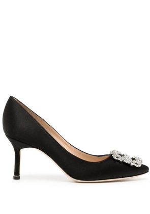 Manolo Blahnik 70mm Hangisi crystal-buckle pumps - Black