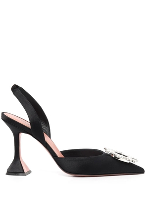 Amina Muaddi 95mm Begum crystal-buckle slingback pumps - Black