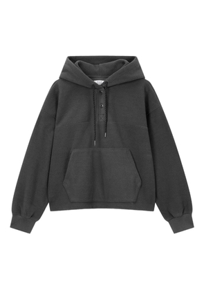 TOMBOY fleece button-placket hoodie - Grey