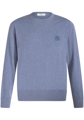 ETRO Pegaso-motif fine-knit jumper - Blue