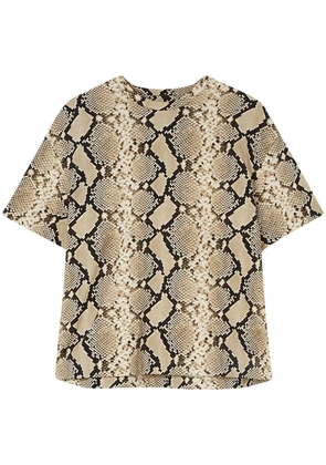 Jil Sander snakeskin-print cotton T-shirt - Brown
