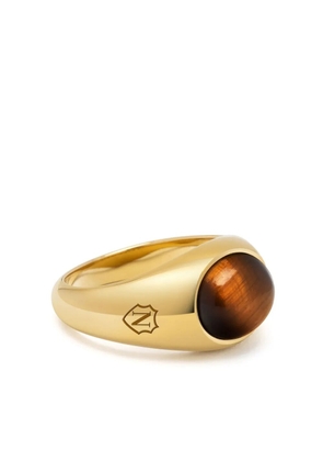 Nialaya Jewelry tiger-eye engraved signet ring - Gold