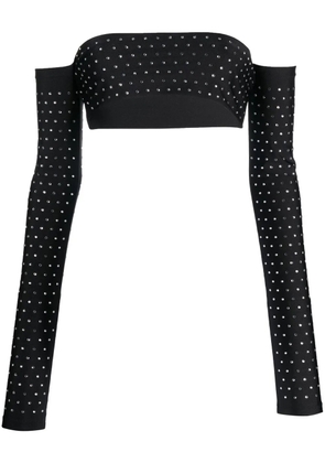 THE ANDAMANE rhinestone-embellished cropped top - Black