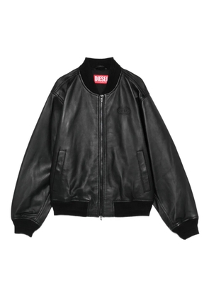 Diesel L-Ilyan-RB ribbed leather jacket - Black
