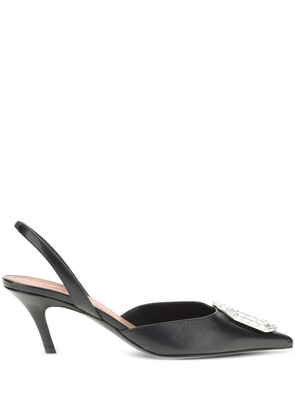 Amina Muaddi slingback rhinestone-embellished pumps - Black