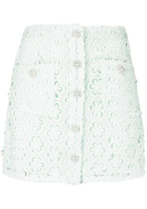 Self-Portrait daisy lace-detail miniskirt - Green