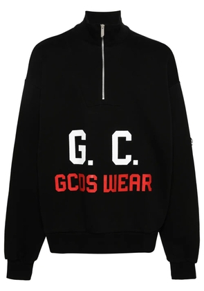 GCDS logo-print half-zipped sweatshirt - Black
